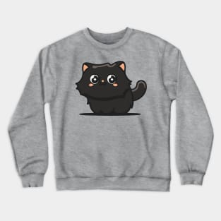 black persian cat cute cartoon Crewneck Sweatshirt